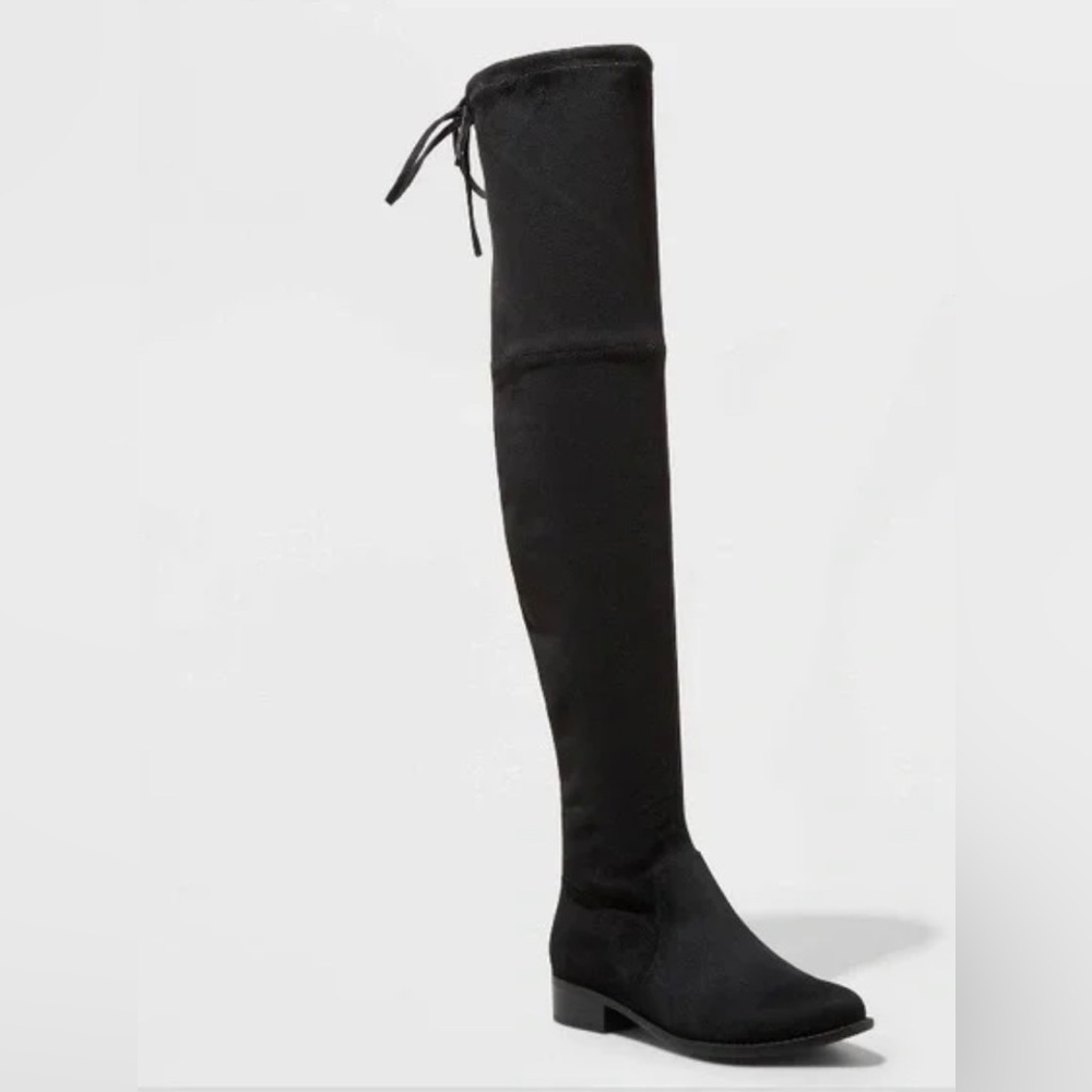 Black Suede Flat Knee Highs — Size 7.5 NEVER WORN